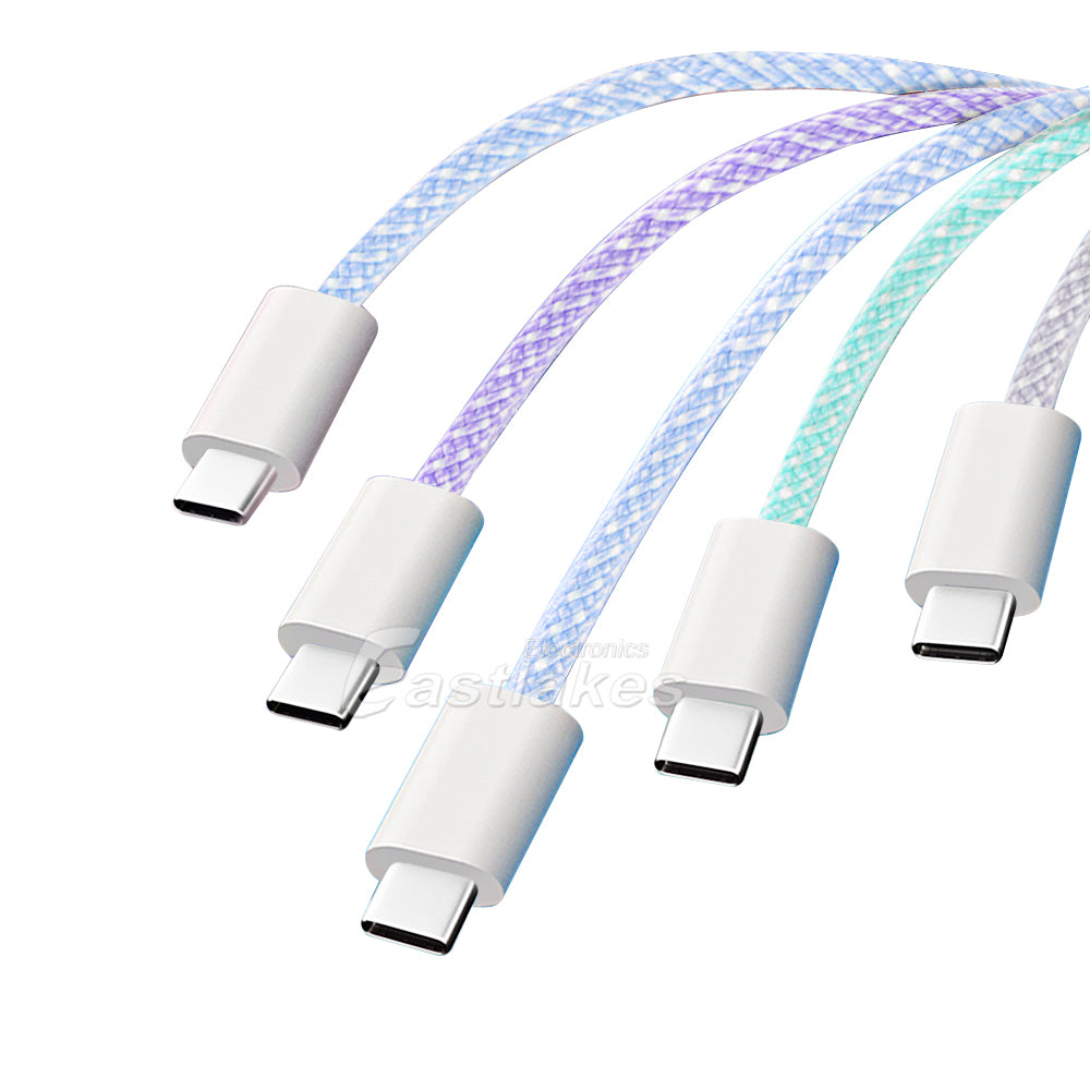 60W USB-C to USB C Braided Pastel Fast Charge Data Cable - Eastlakes Electronics